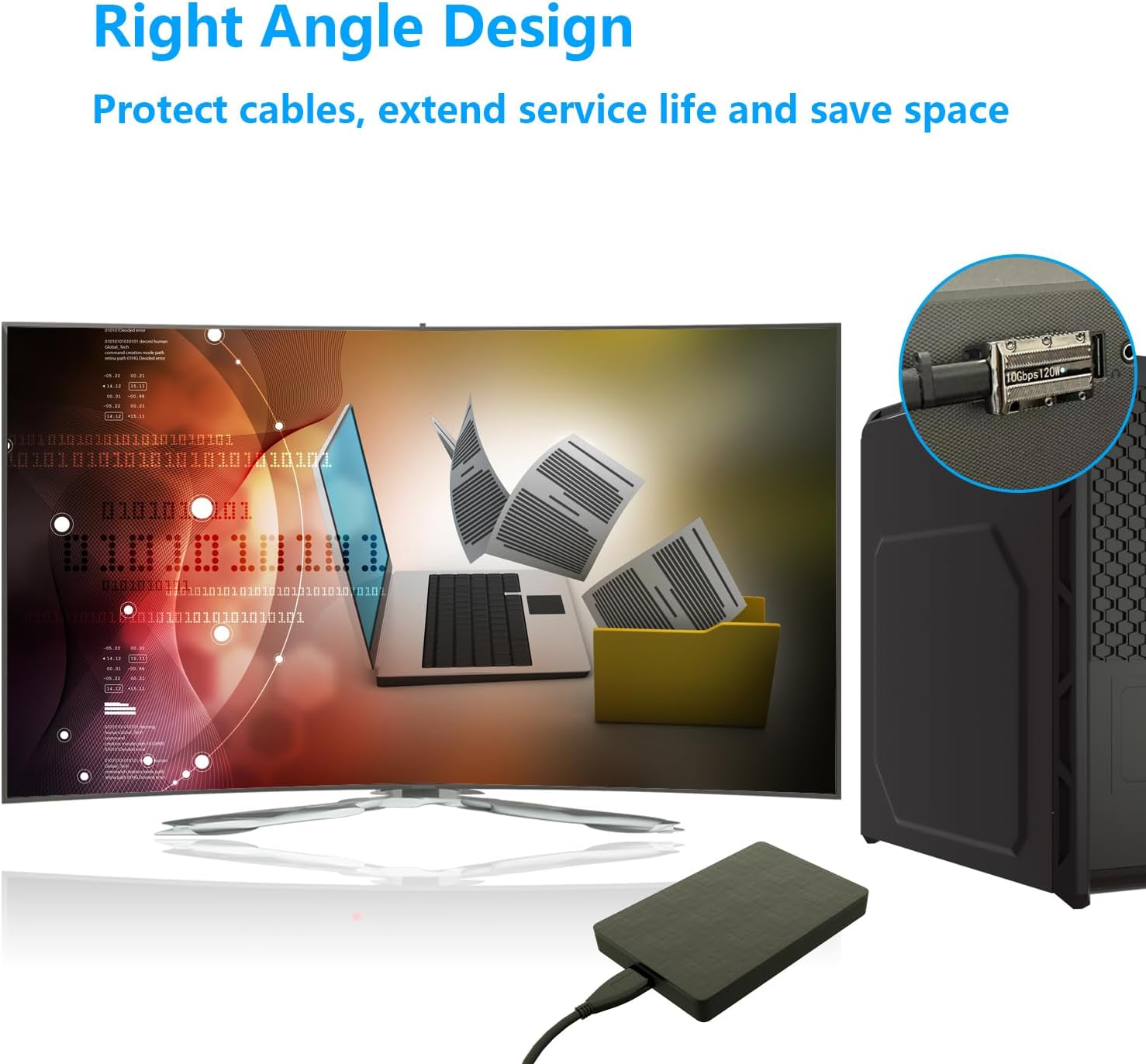 USB C down angle adapter showing compact dimensions and portable size