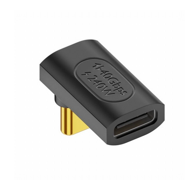 USB C downward angled adapter for improved cable routing and strain relief