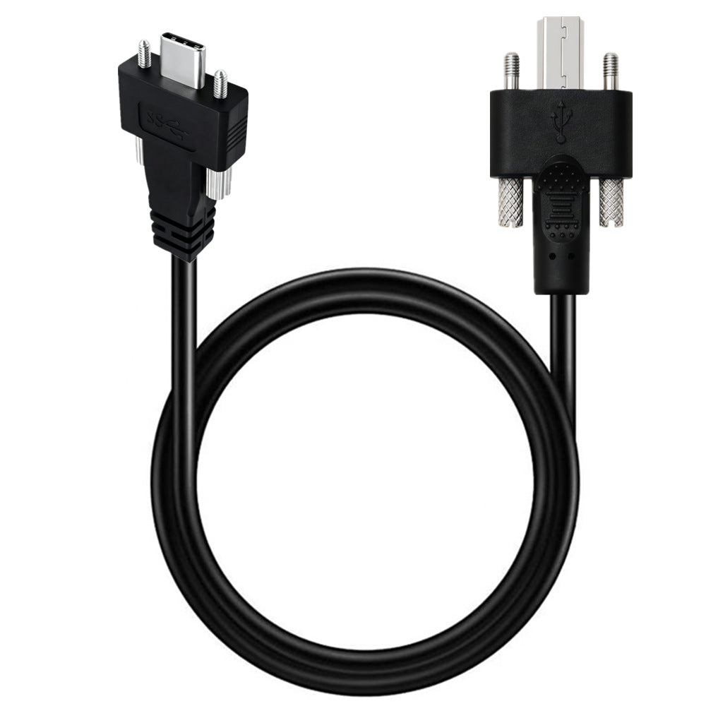USB-C dual-screw locking to USB 3.0 Type-B male panel mount cable