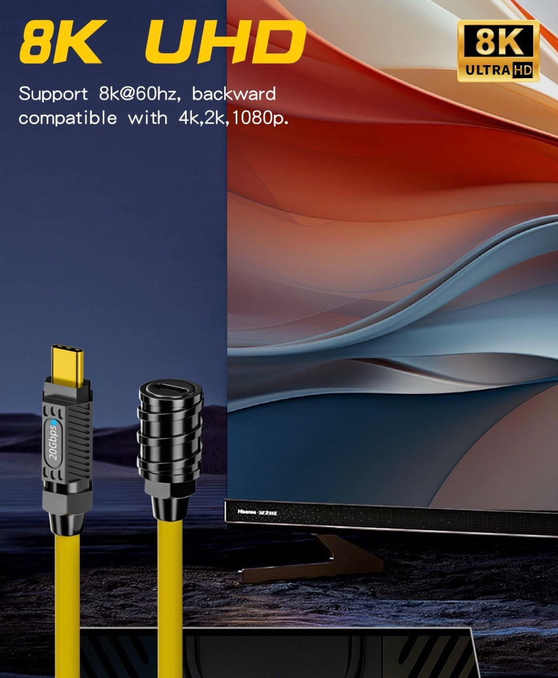 USB C extension cable suitable for external SSDs and high speed storage devices