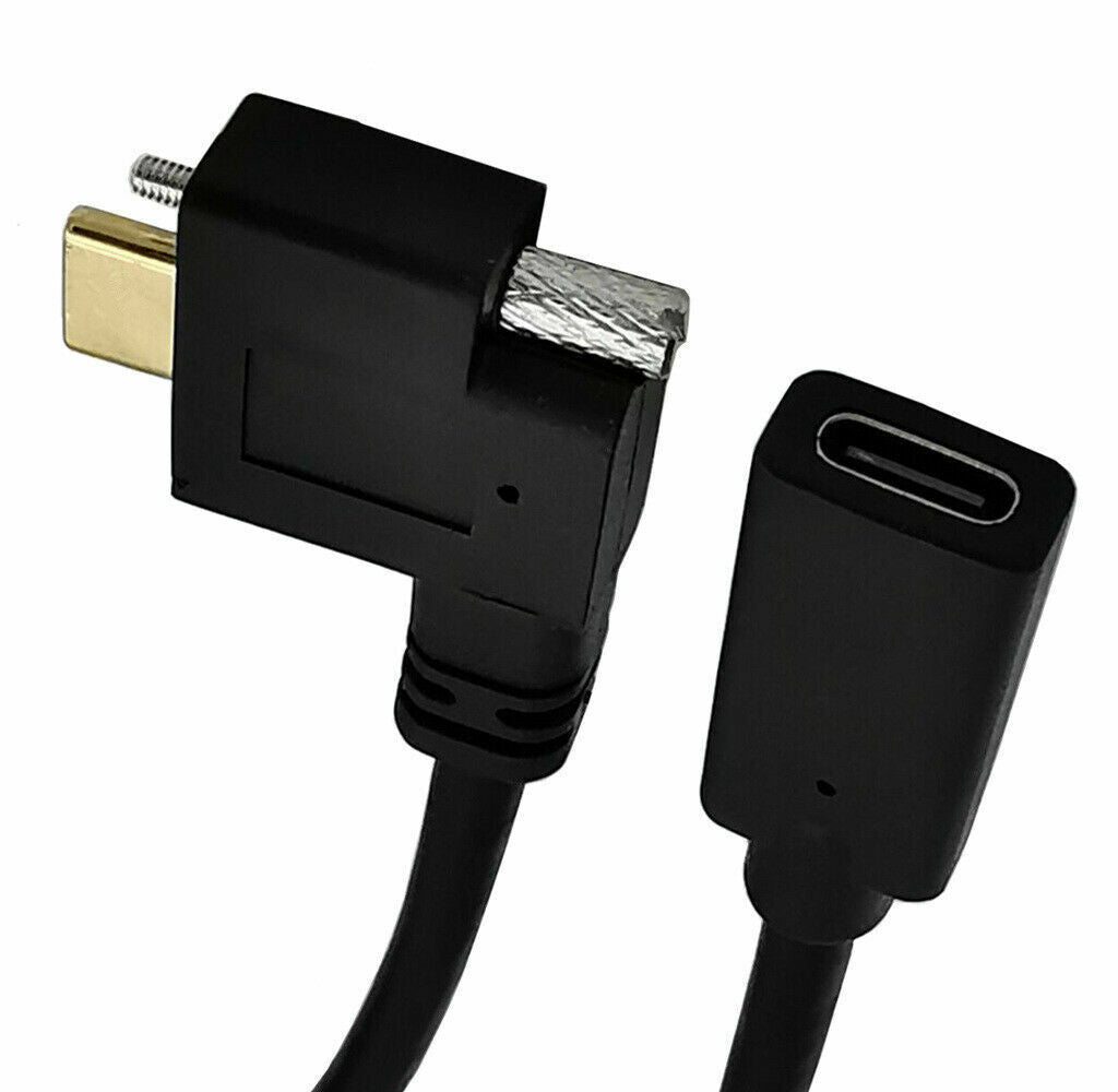 USB-C extension cable mounted in panel with locking screws