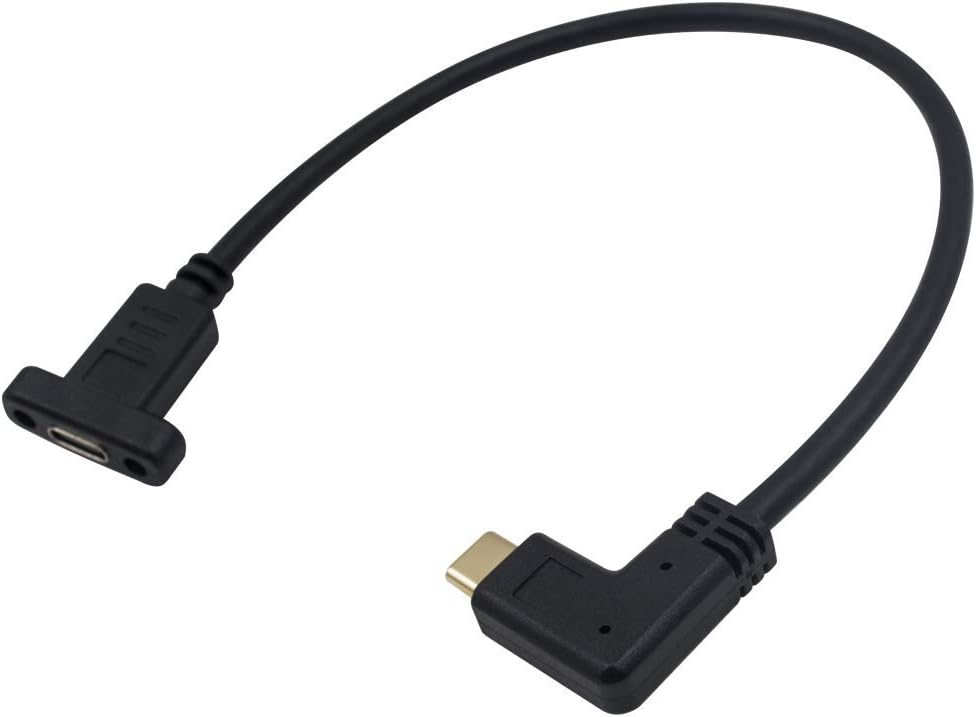 USB-C right angle extension cable installed in panel