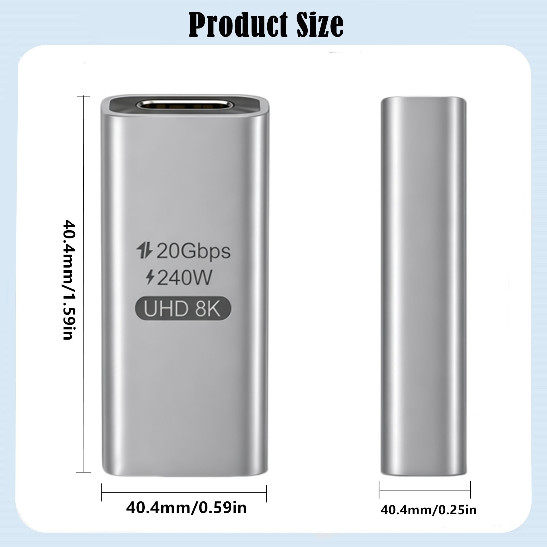 USB-C extension coupler supporting data transfer speeds up to 20Gbps