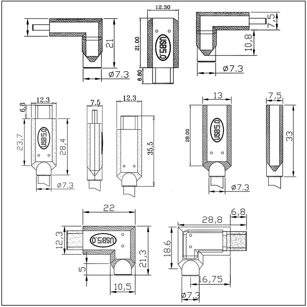 USB-C female extension cable with dual screw locking male connector