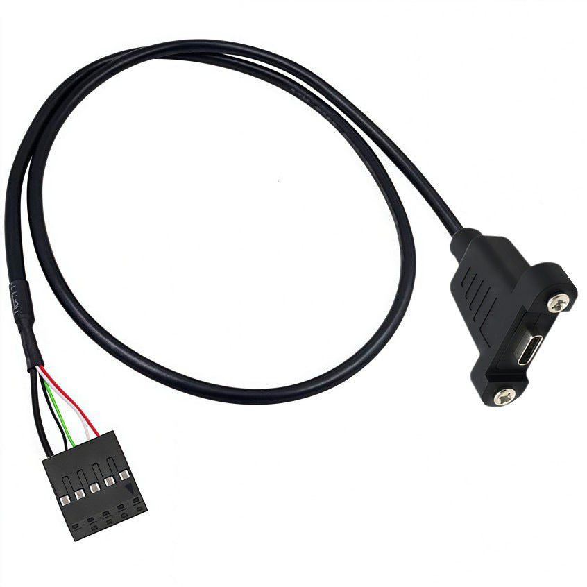 USB-C female panel-mount to USB 2.0 9-pin header