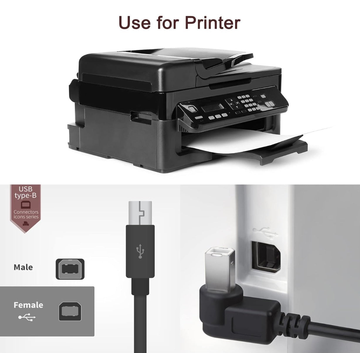 USB C female to USB Type B male adapter compatibility guide for printers scanners MIDI keyboards and controllers