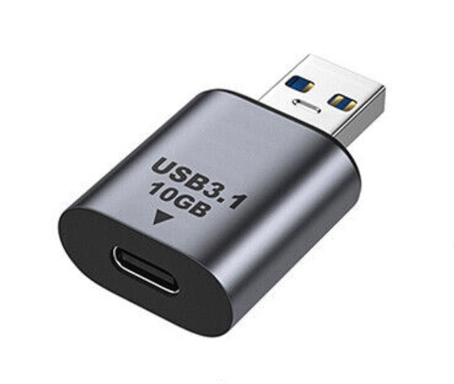USB C female to USB A male adapter with aluminium housing