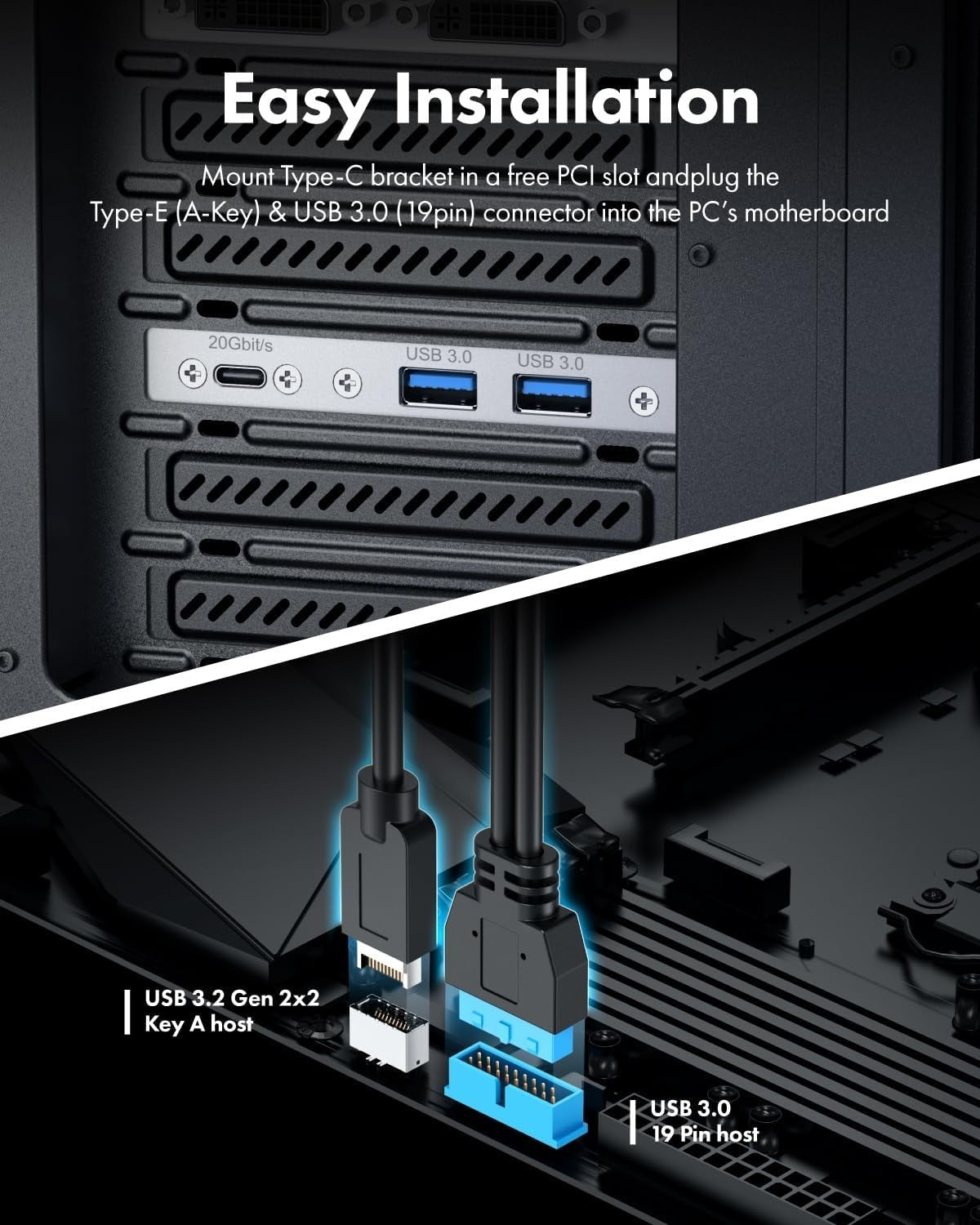 USB-C front panel converter cable for smartphones