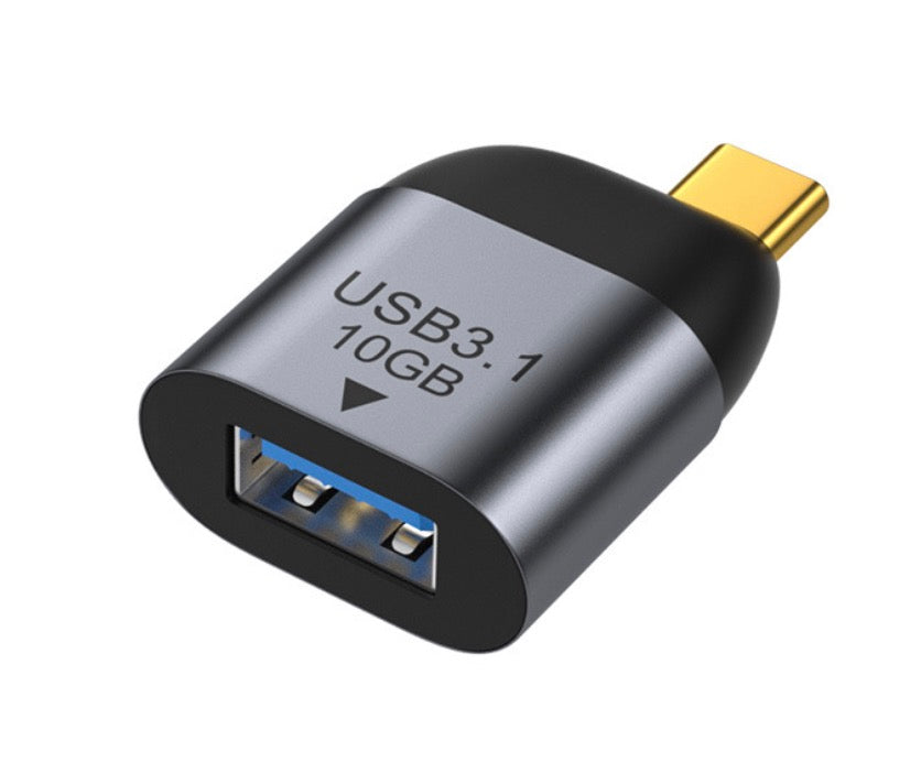 USB C 3.1 Gen 2 male to USB 3.0 A female adapter supporting 10Gbps transfer speeds
