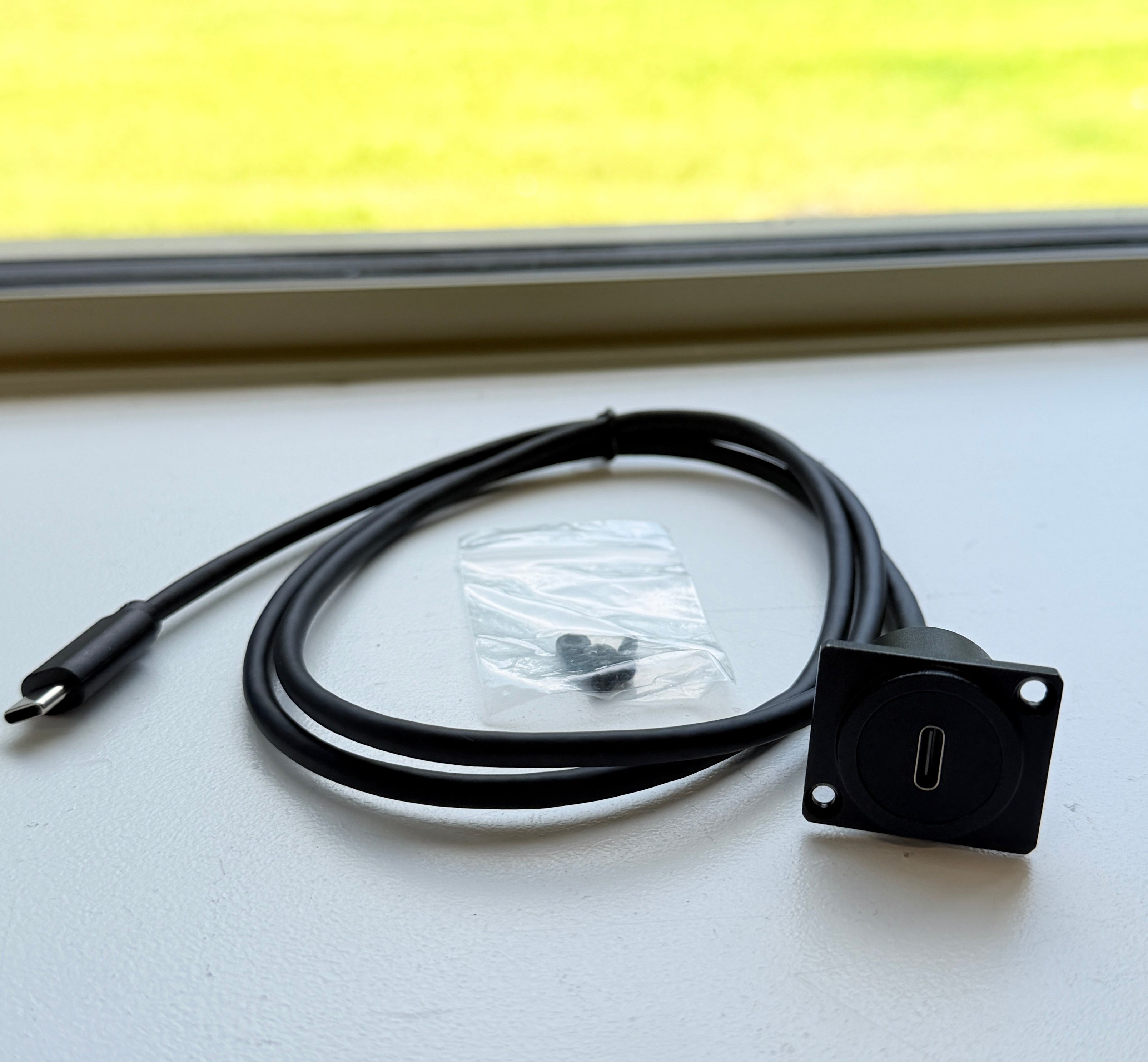 USB Type C male to female panel mount cable