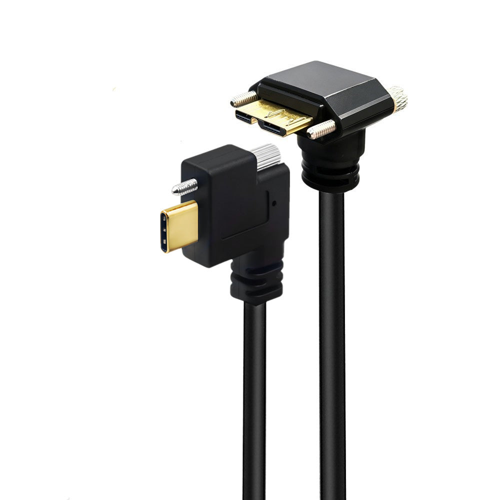 USB-C to Micro USB 3.0 Type-B down-angle locking screw cable