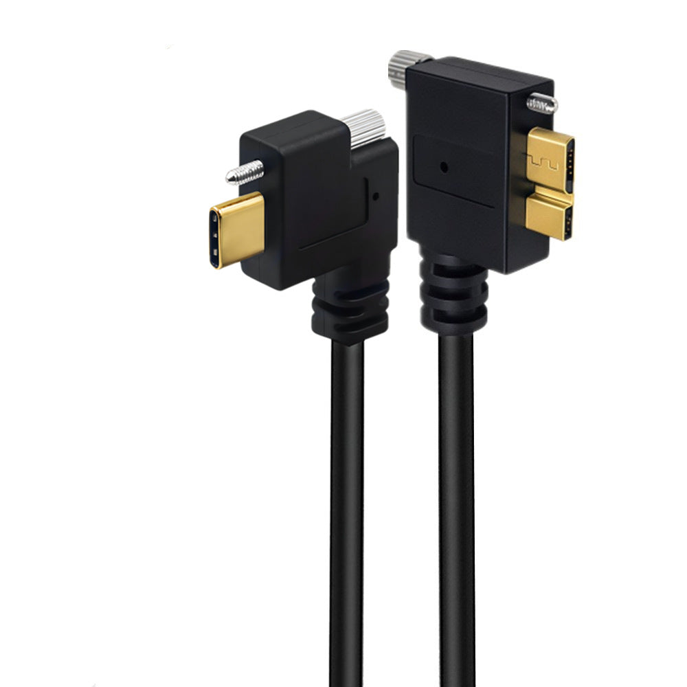USB-C to Micro USB 3.0 Type-B left-angle locking screw cable