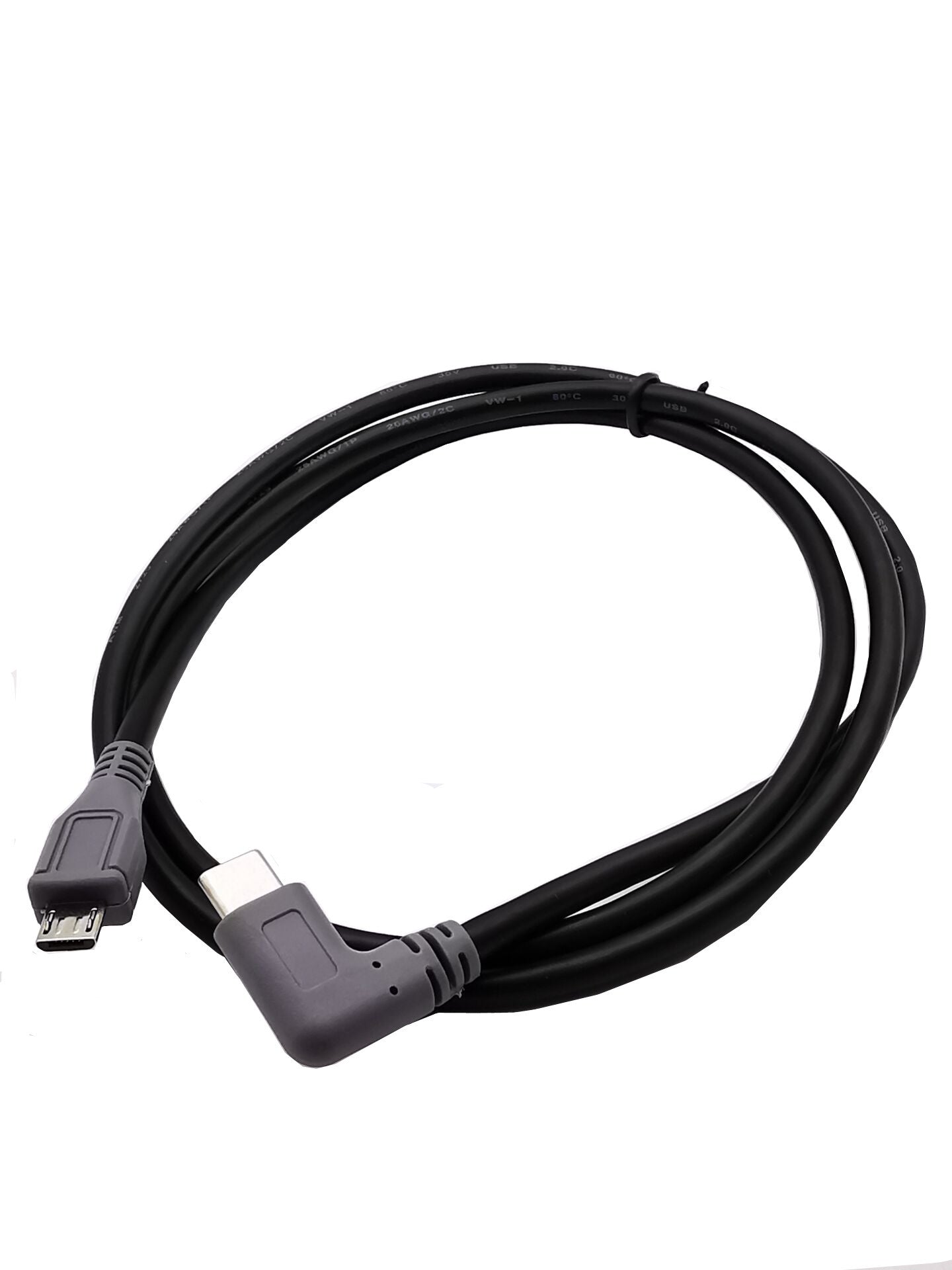 USB C to Micro USB OTG cable connected to smartphone and portable device