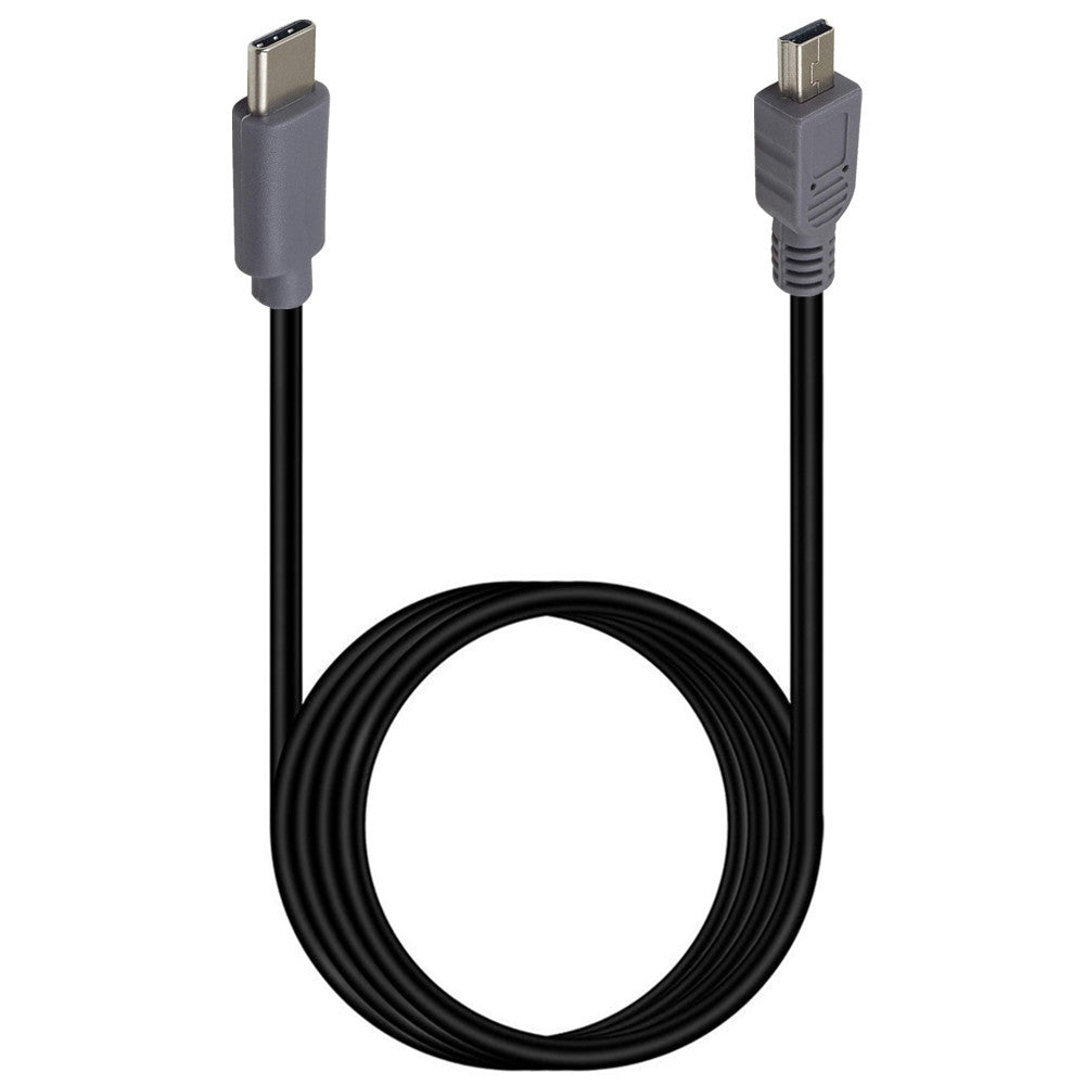 USB C to Mini USB cable connected to camera and portable devices