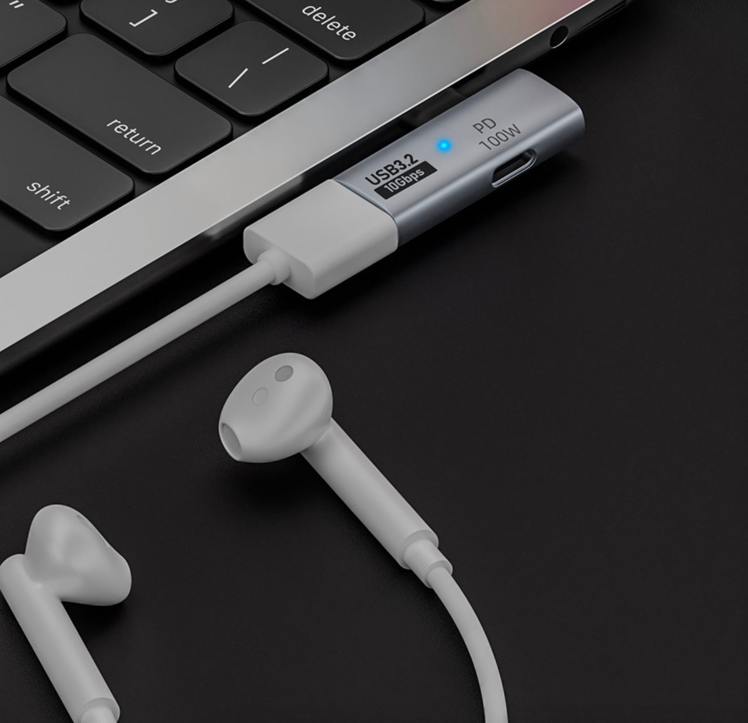 USB-C OTG adapter used alongside mobile accessories showing portable connectivity applications