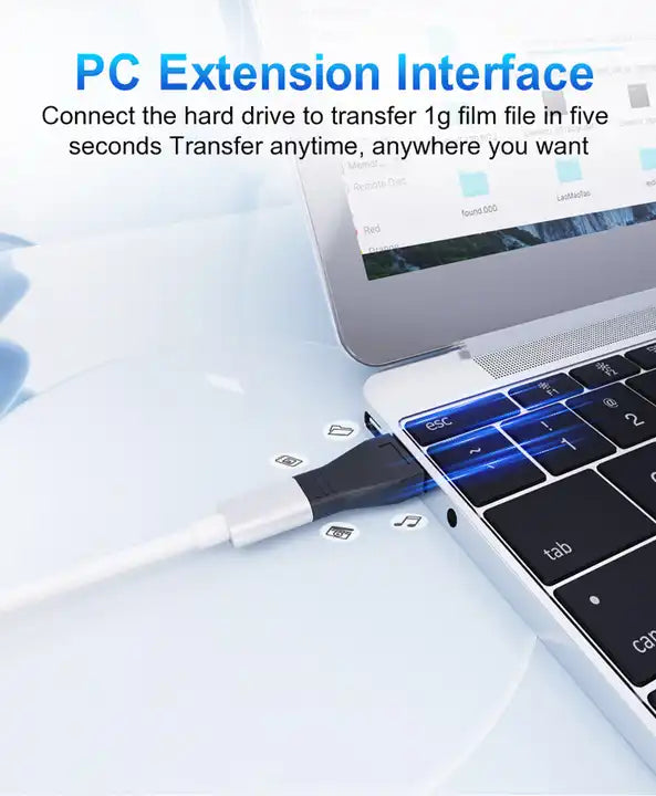 USB-A to USB-C OTG adapter connected to laptop USB port