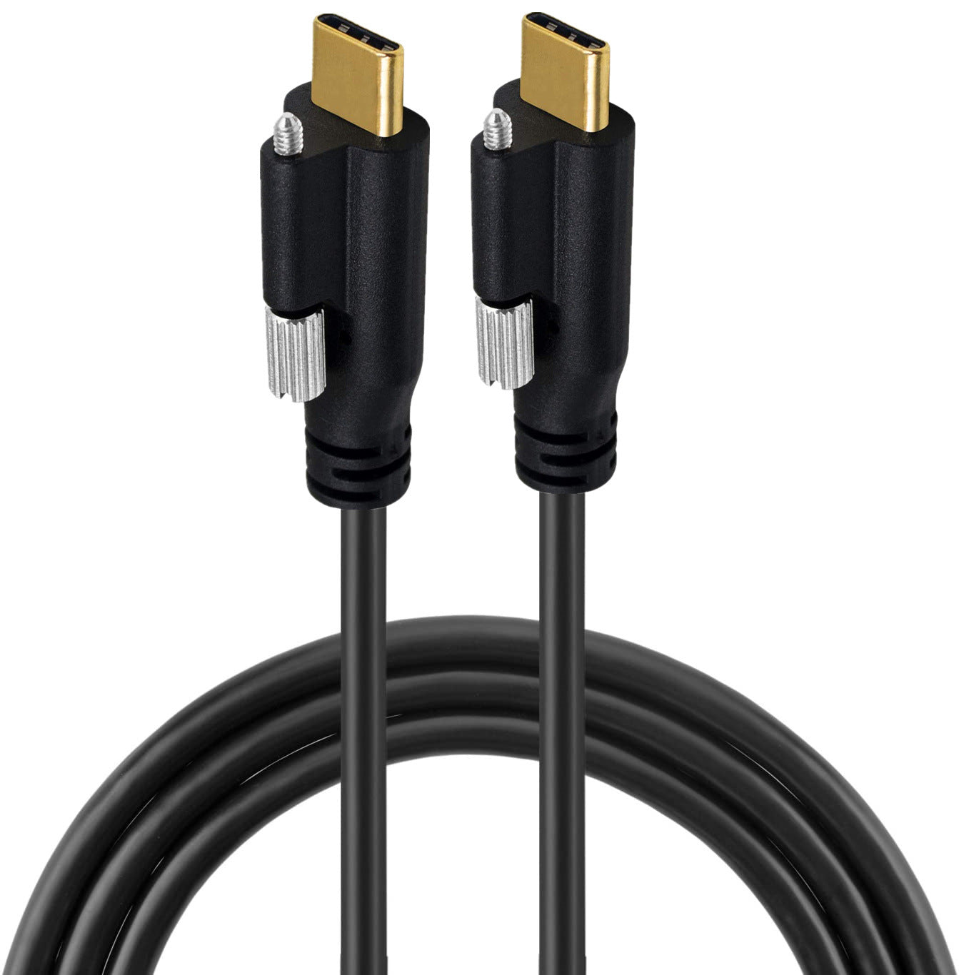USB C panel mount cable with screw locking connector design