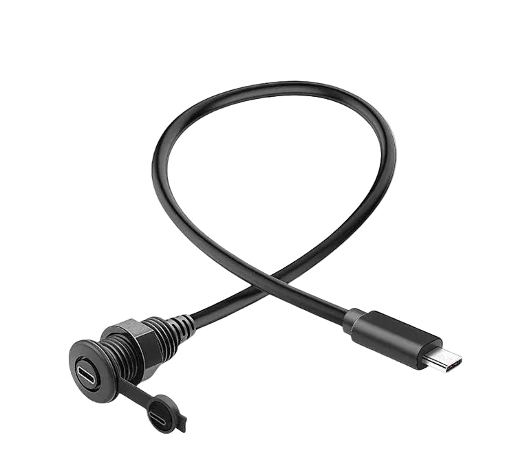 USB C panel mount cable with threaded female connector