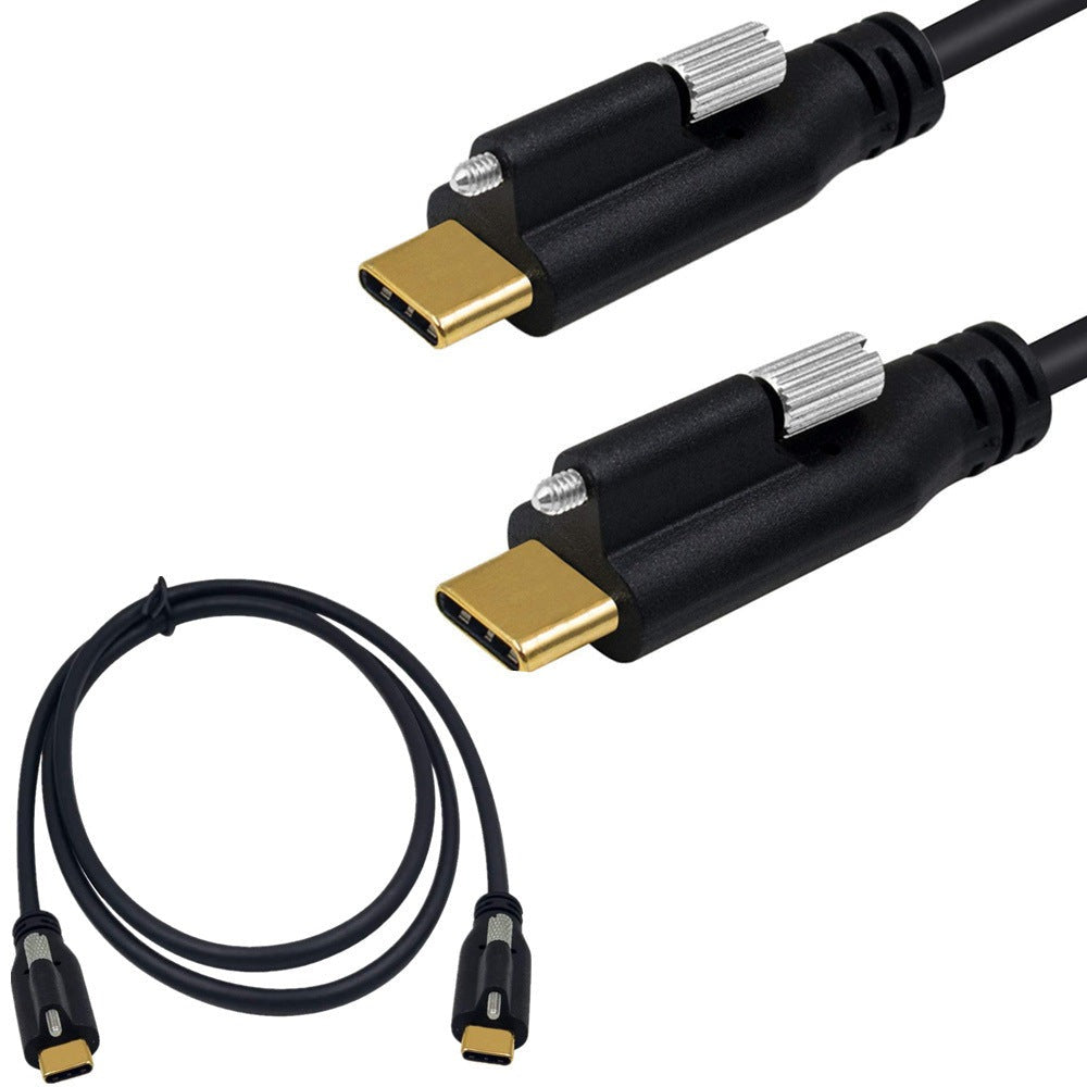 USB C panel mount cable with screw locking connector 