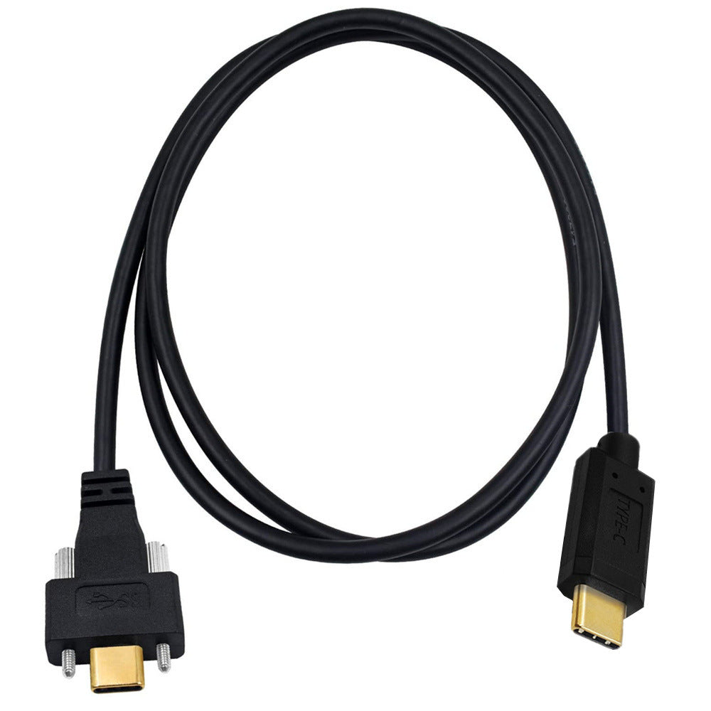 USB C panel mount cable with secure screw locking connector