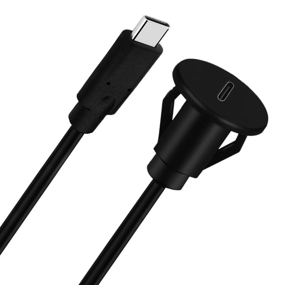 Close-up of the USB-C male connector and flush panel mount socket