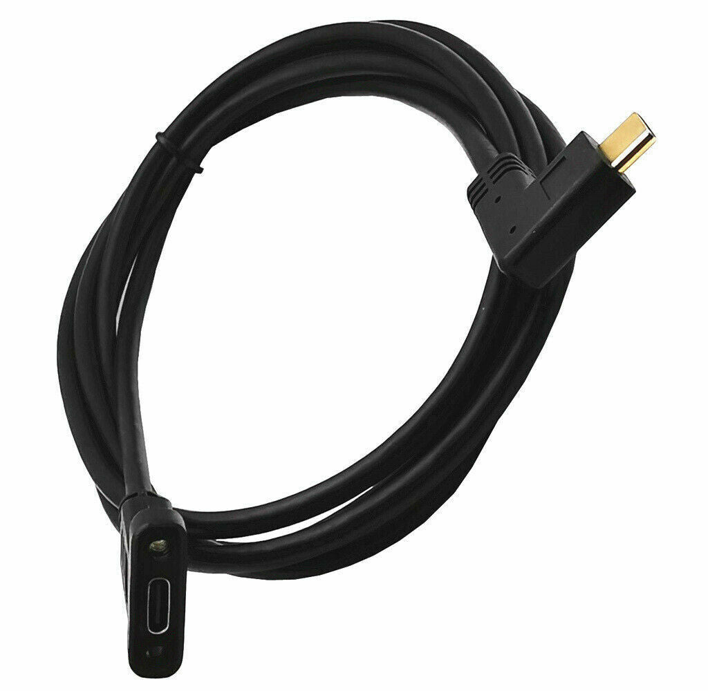 USB-C panel mount extension cable angled male to female 1.8m
