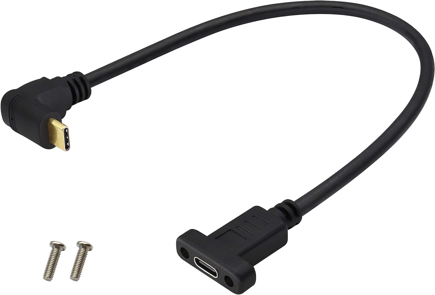USB-C panel mount extension cable angled male to female