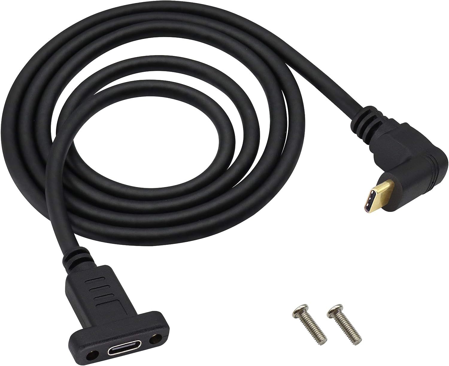 USB-C panel mount extension cable angled 
