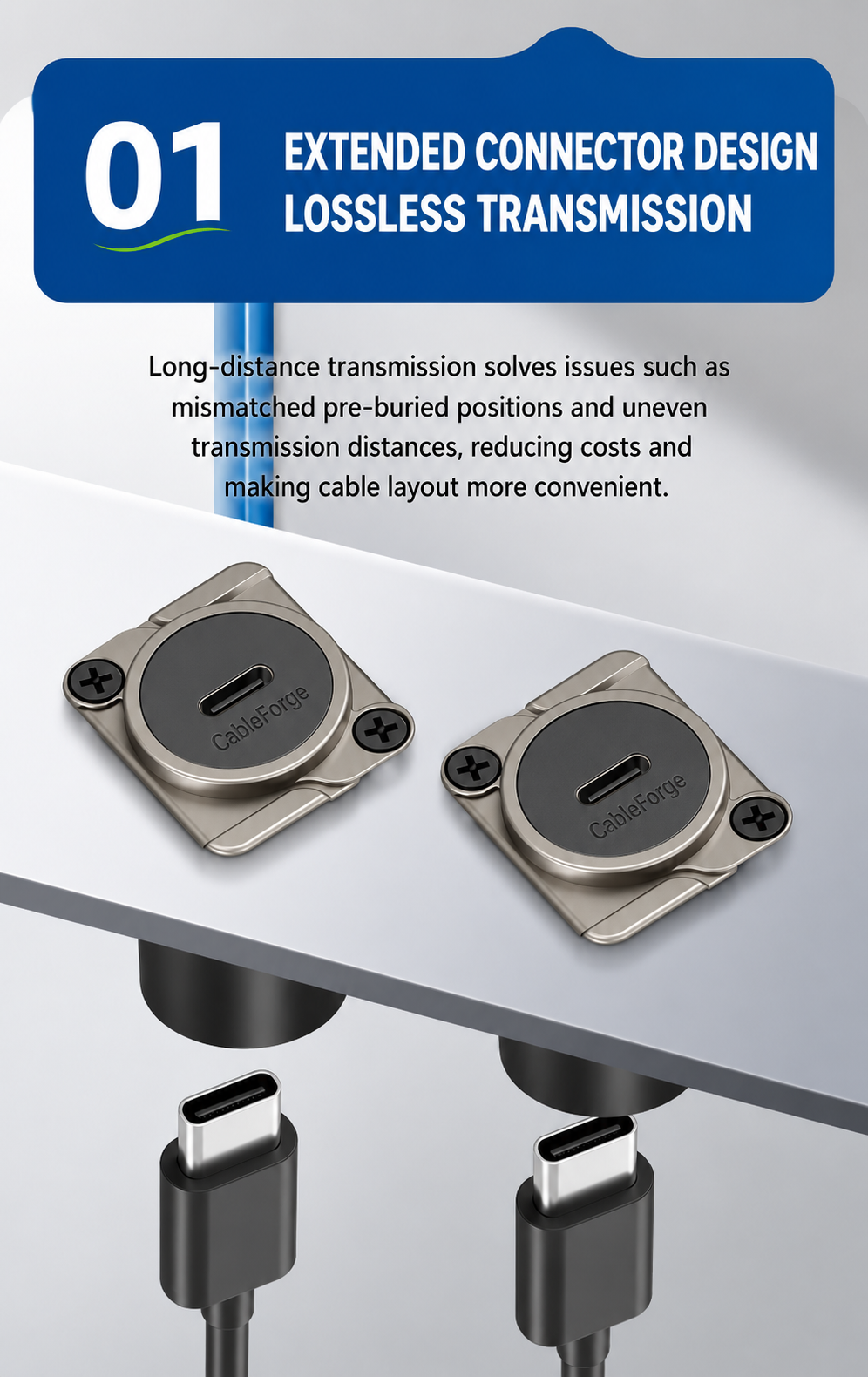 Zinc alloy USB-C wall module connector