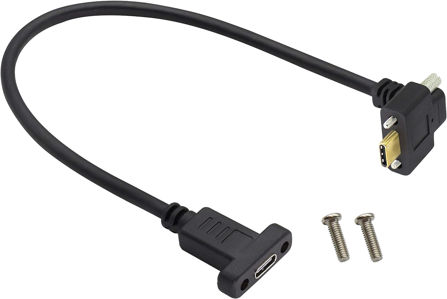USB-C panel mount extension cable angled
