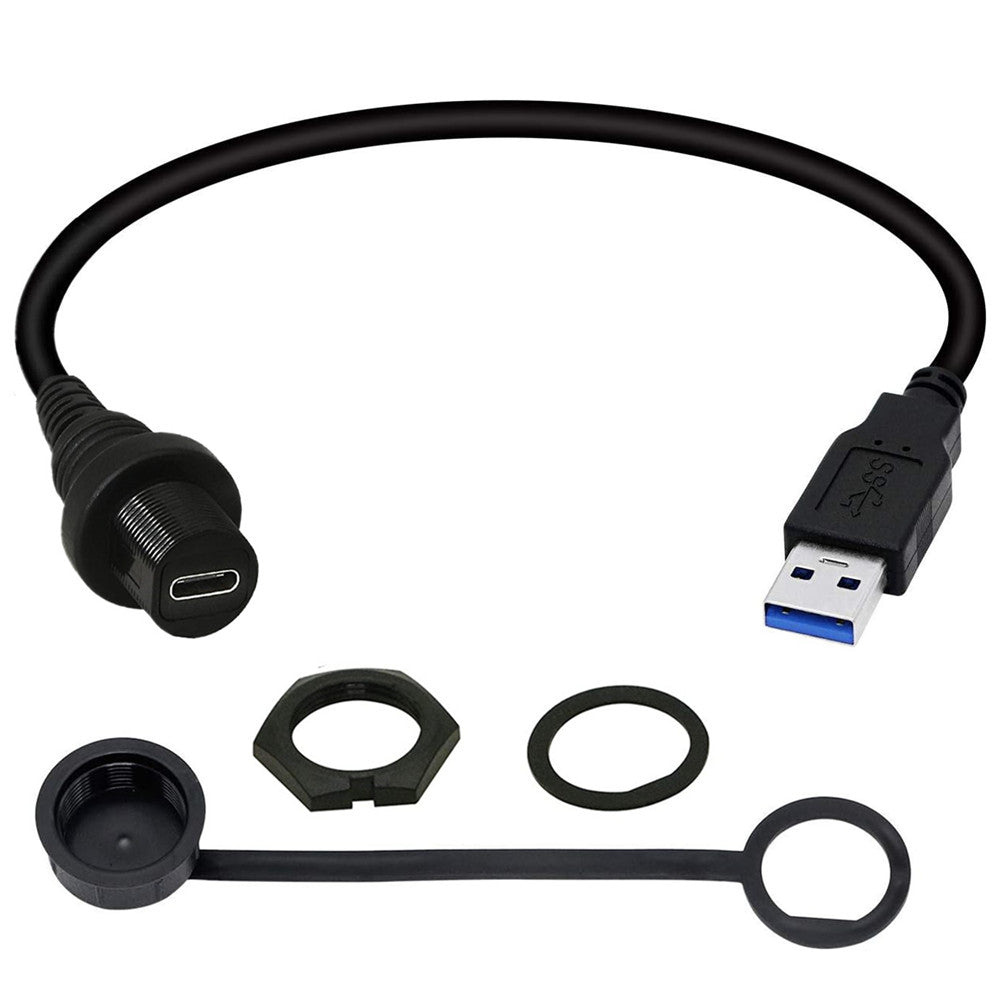 Overview of the USB-C waterproof panel mount extension cable