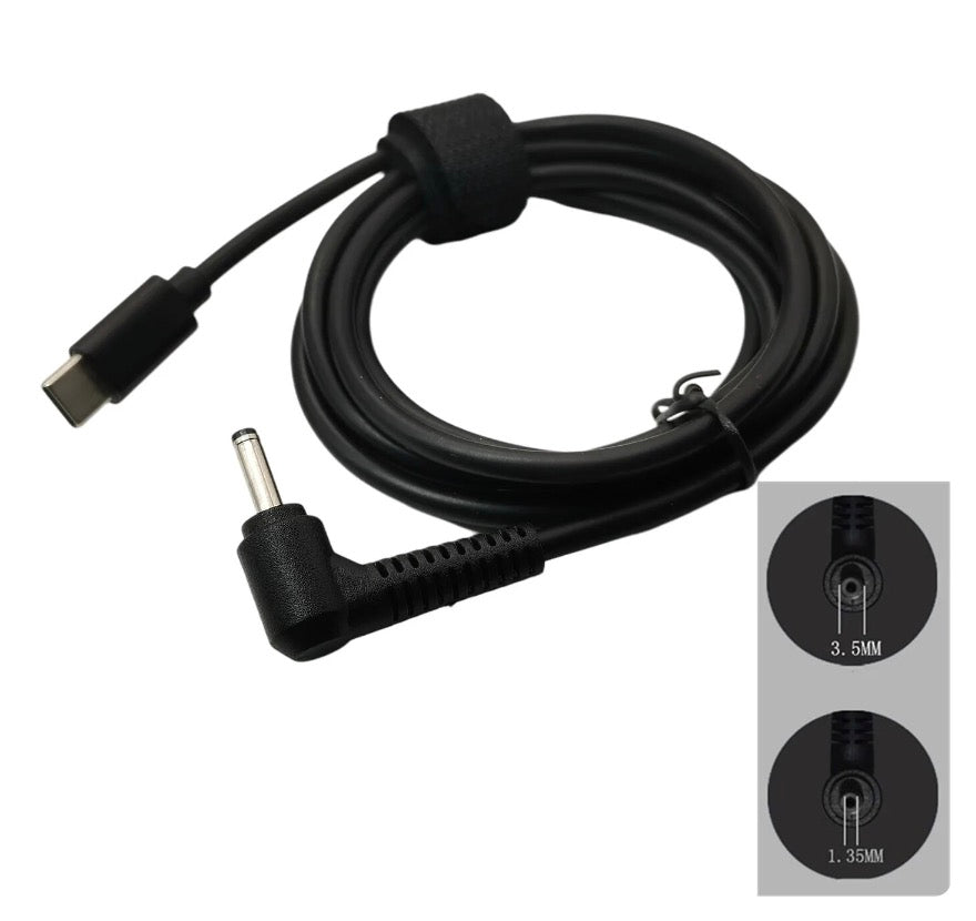 USB C PD to angled 3.5mm x 1.35mm DC power cable for routers and networking equipment