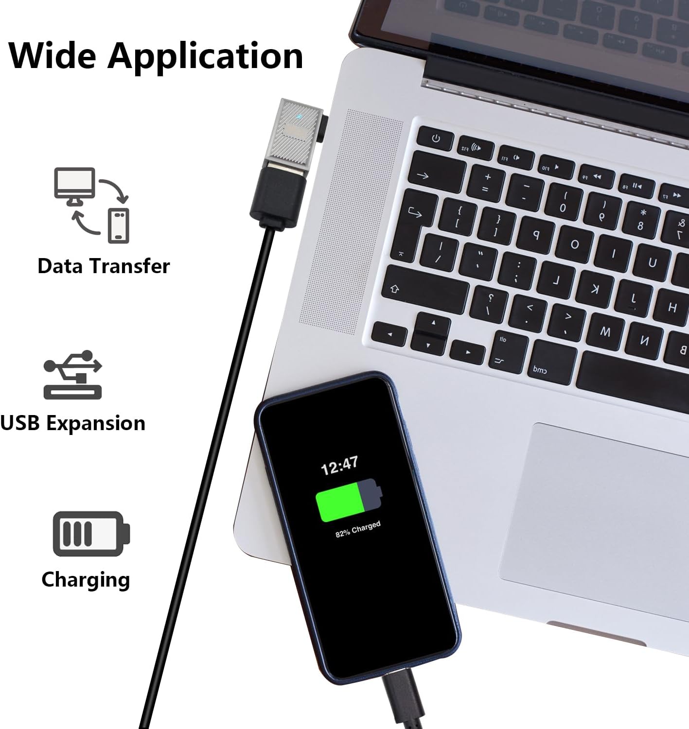 USB C right angle OTG adapter compatible with laptops smartphones tablets and USB peripherals