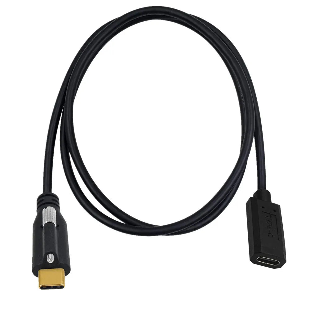 USB C screw lock extension cable with secure thumb lock connector