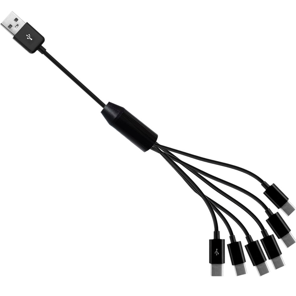 Layout showing one data USB-C connector and five charging-only connectors