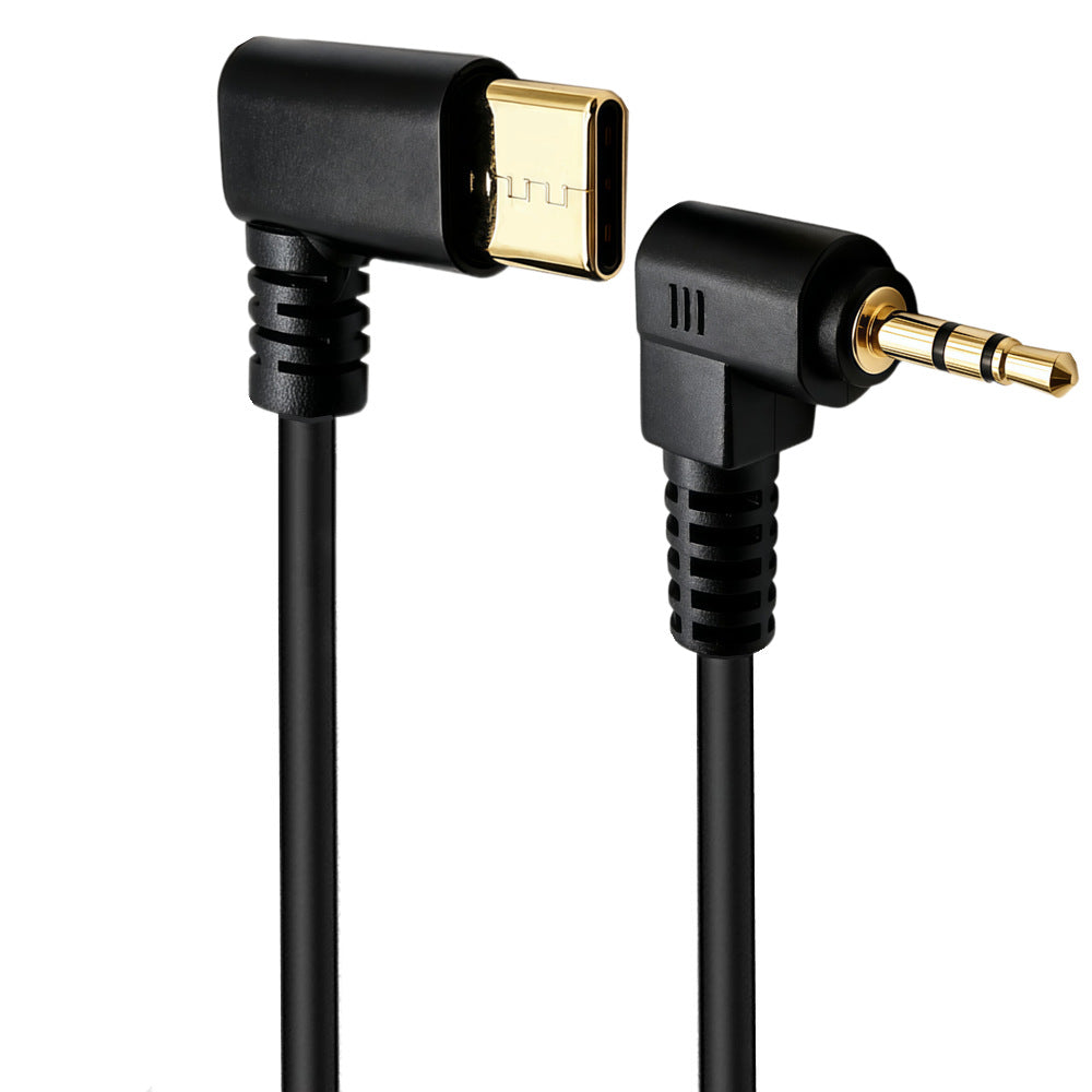 USB-C to 2.5mm right-angle coiled analogue audio cable
