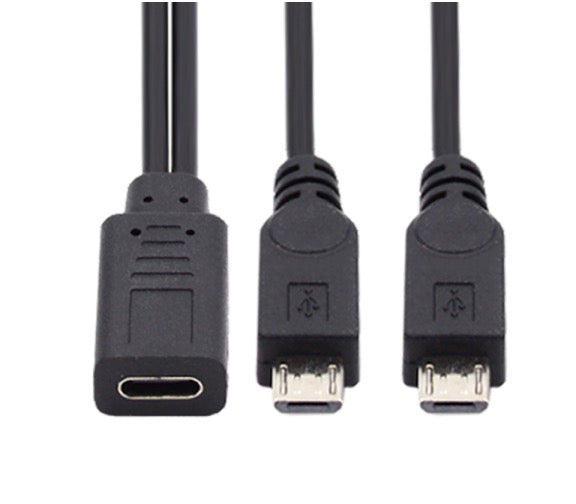 usb c female to dual micro usb splitter charging cable