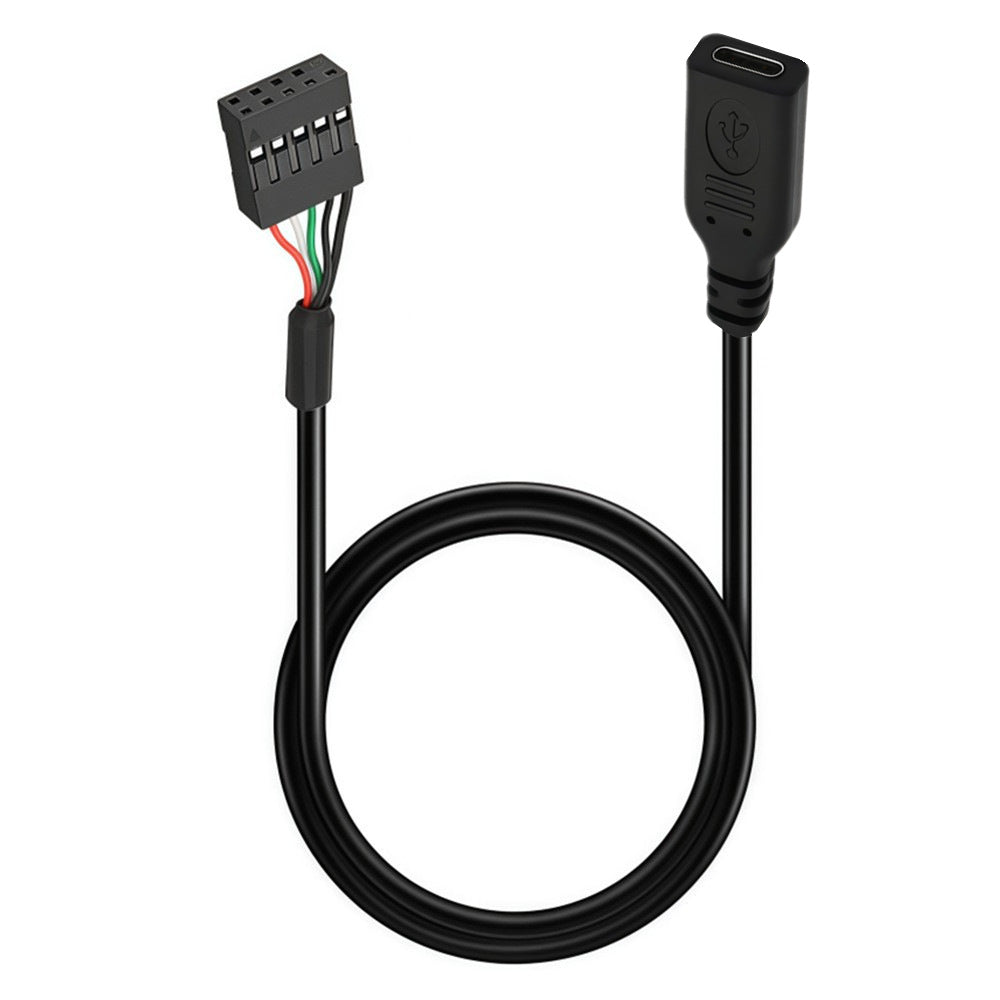 A black USB-C to multi-pin connector adapter cable, coiled on a plain white background.