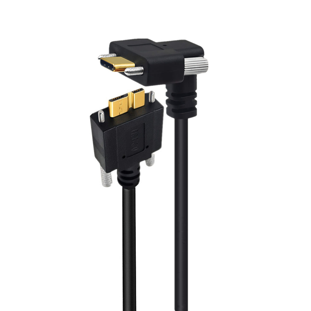 USB-C to Micro USB 3.0 Type-B male industrial camera cable with dual locking screws