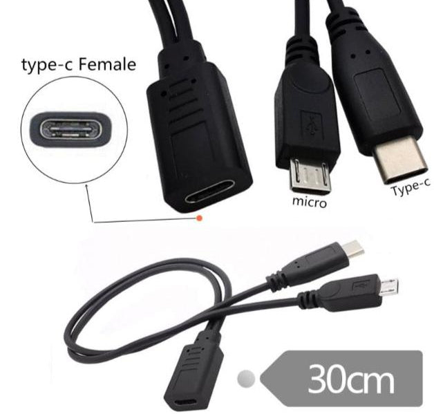 usb c to micro usb and usb c dual charging cable