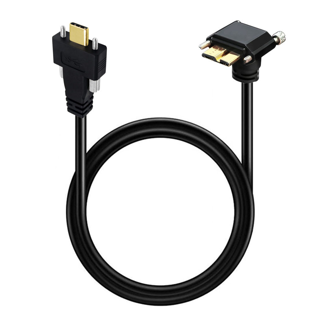 USB-C to up-angle Micro USB 3.0 industrial camera cable with locking screws