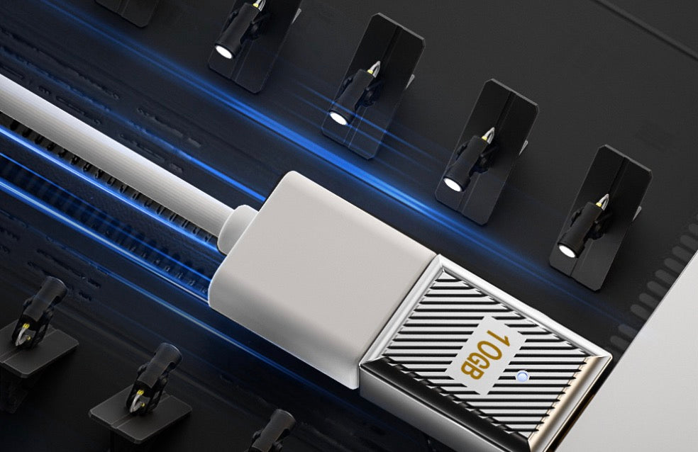 USB C to USB A OTG adapter connected to laptop for high speed data transfer