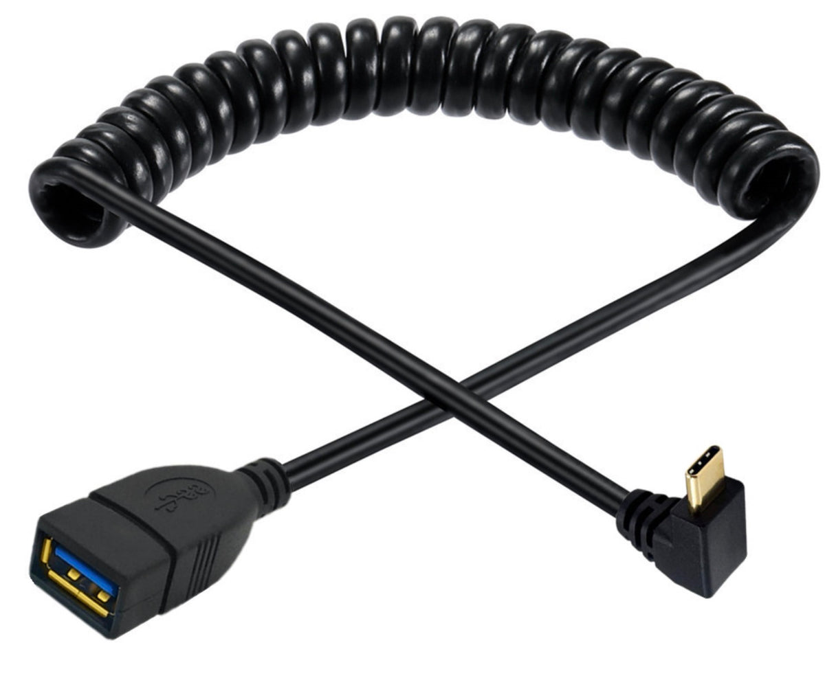 USB 3.0 OTG coiled cable supporting 5Gbps data transfer