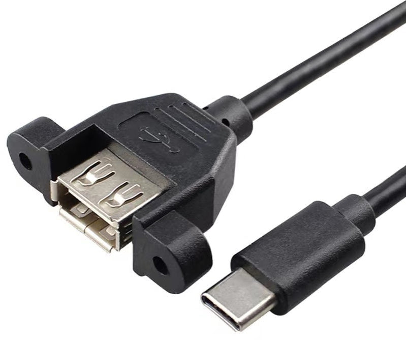 USB-C male to USB-A female panel mount USB 2.0 cable