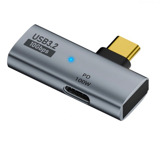 USB-C male and female to USB 3.0 female OTG adapter with 100W Power Delivery and 10Gbps data transfer in grey