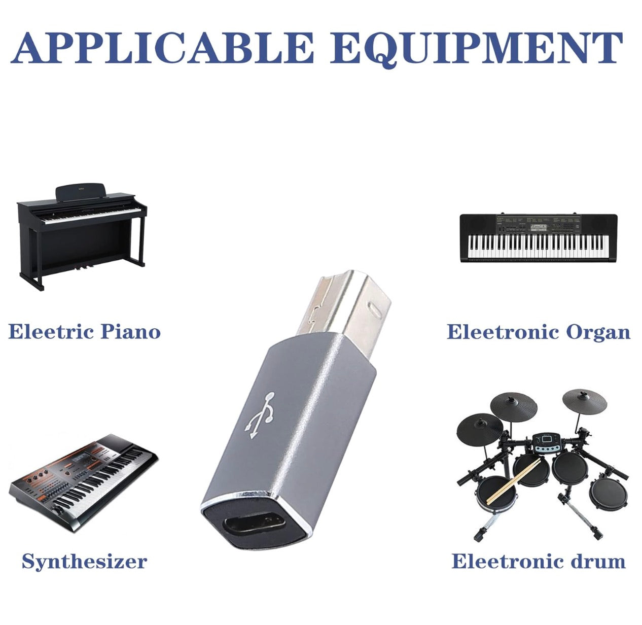 USB C to USB Type B adapter compatible with printers scanners MIDI keyboards and controllers