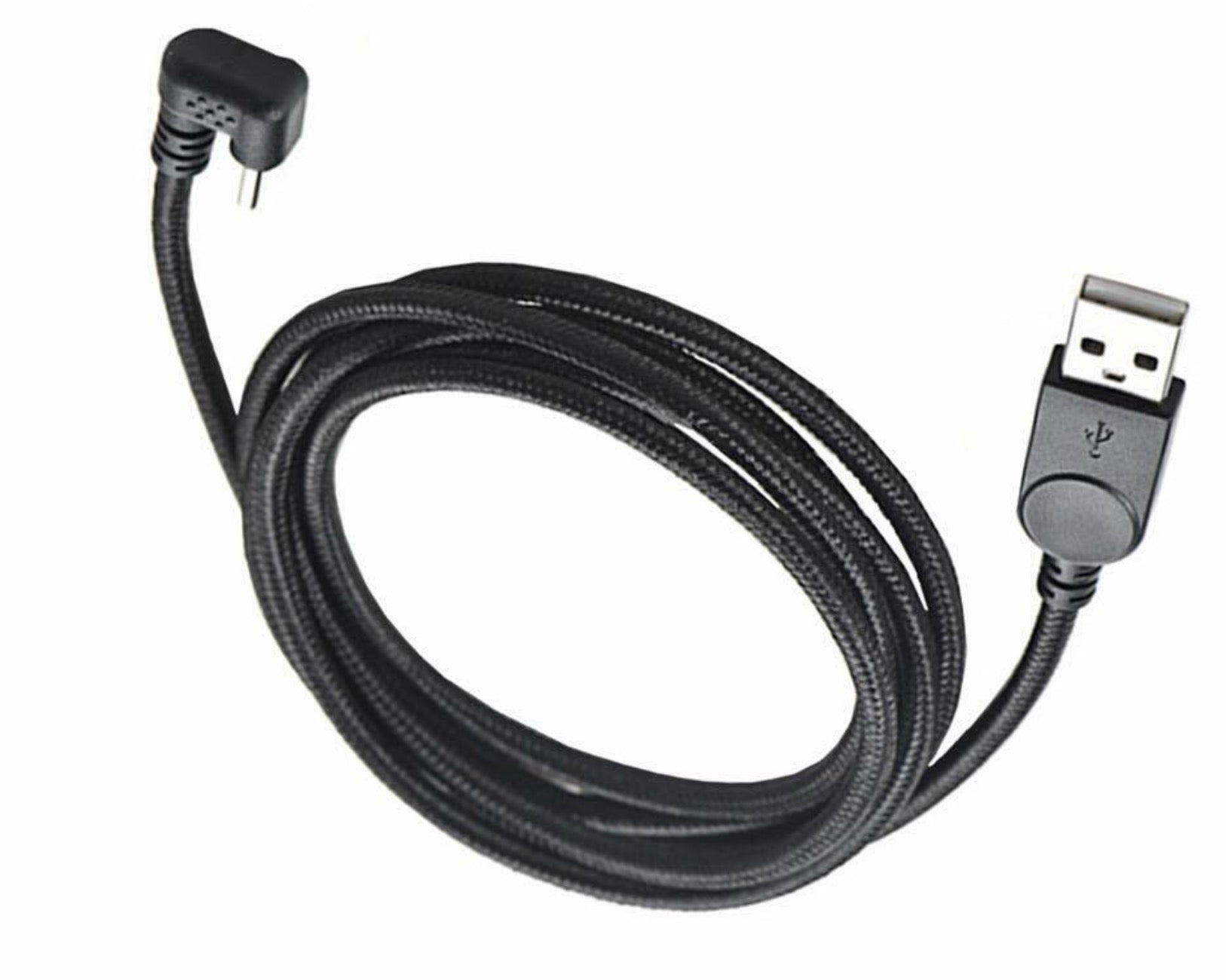 USB C U shape nylon braided charging cable coiled for storage and portability
