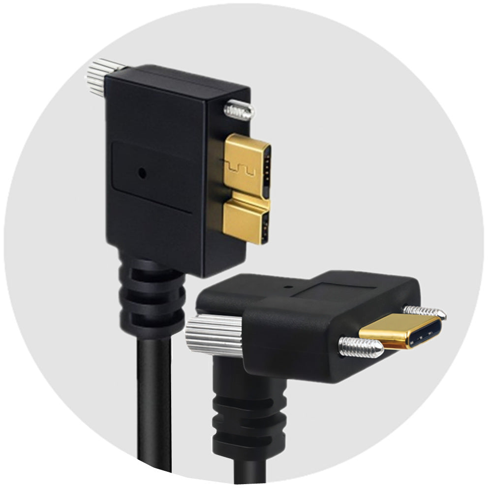 Up-angle USB-C male to left-angle Micro USB 3.0 Type-B male cable