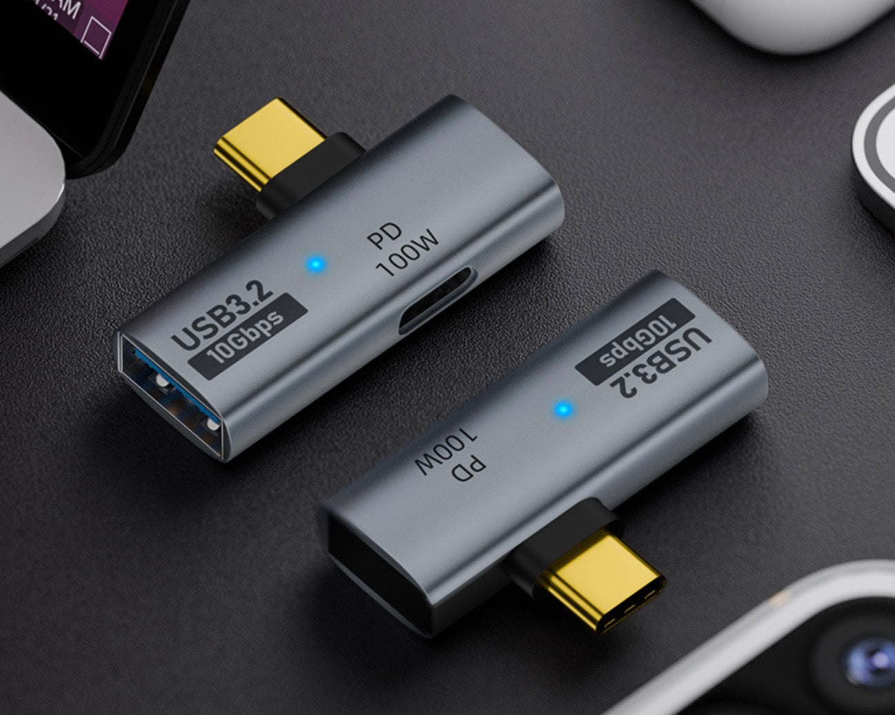 Additional product gallery views of the USB-C to USB 3.0 female OTG adapter with 100W PD support
