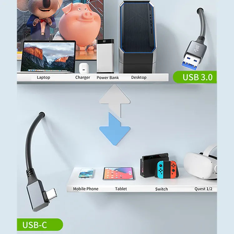 USB-C VR Link cable compatible with Meta Quest and USB-C VR accessories